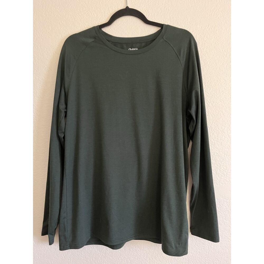 Quince Flowknit Breeze long sleeve Olive green relaxed fit top size L